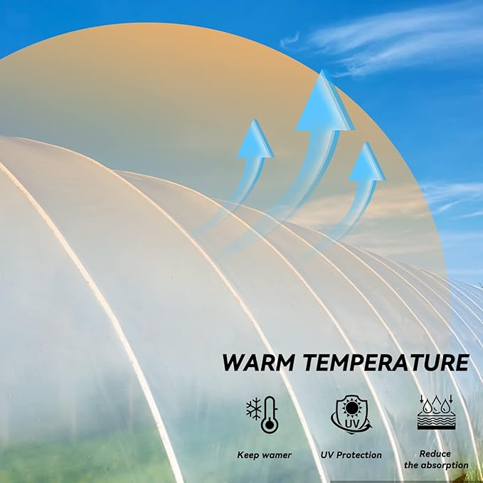 12' x 25' Greenhouse Plastic Film Sheeting Cover 6 Mil Thickness, Clear Greenhouse Cover Polyethylene Plastic UV Resistant Anti-drip, Anti-Fog for Farms, Agriculture, Garden, Farm Plastic Cover