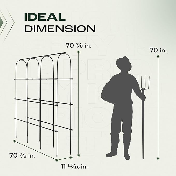 Idzo Arched Trellis for Raised Garden Bed, 70in Stainless Steel Tunnel Vegetable Trellis w PE Coating Protects Against Rust, Space-Saving Cucumber Trellis for Climbing Plants Outdoor, Easy to Maintain