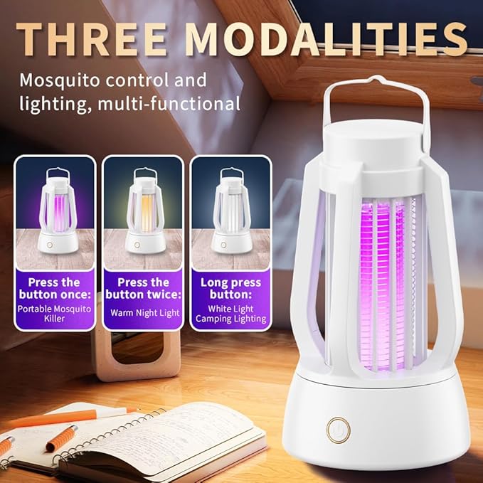Bug Zapper Outdoor Indoor, Electric Fly Zapper with 4ft Power Cord, Three Modes Mosquito Killer,Waterproof Portable Mosquito Zapper for Home,Patio,Camping