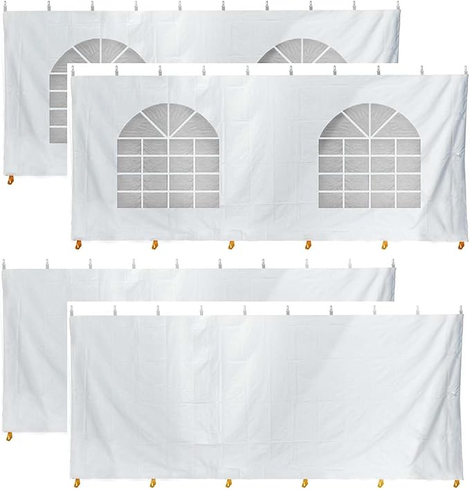 TentandTable 20 Foot x 20 Foot Party Tent Sidewall Kit, Complete 4 PVC Vinyl Wall Set - 2 Solid & 2 Window 7' Side Walls, Fits Commercial Standard Event Outdoor Canopy Tents, Tent Not Included