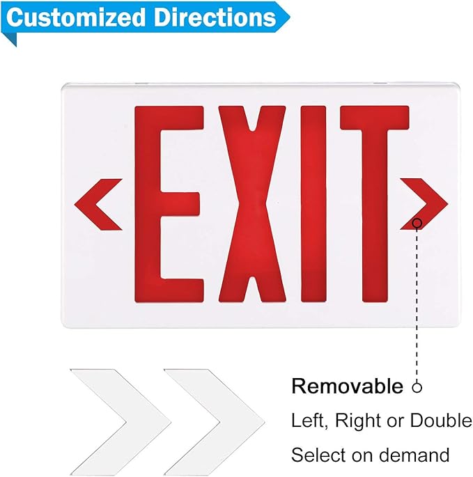 SPECTSUN Led Exit Sign with Battery Backup, Hradwired Red Exit Light LED - 2 Packs, /Exit Combo/Battery Exit Sign/Lighted Exit Light Powered.