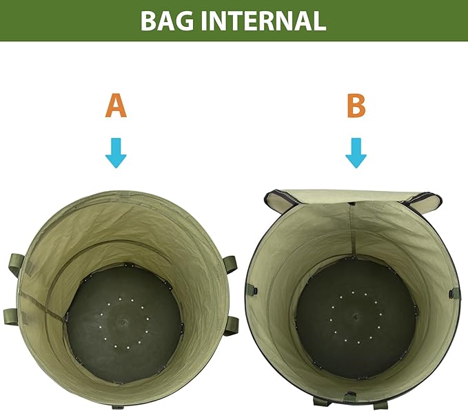 YUDI & GARDEN 29 Gallon Hard Bottom Collapsible Trash Can|Collapsible Garden Bag|Camping Trash Can, Green 2-Pack for Collecting Weeds or Party and Yard Waste