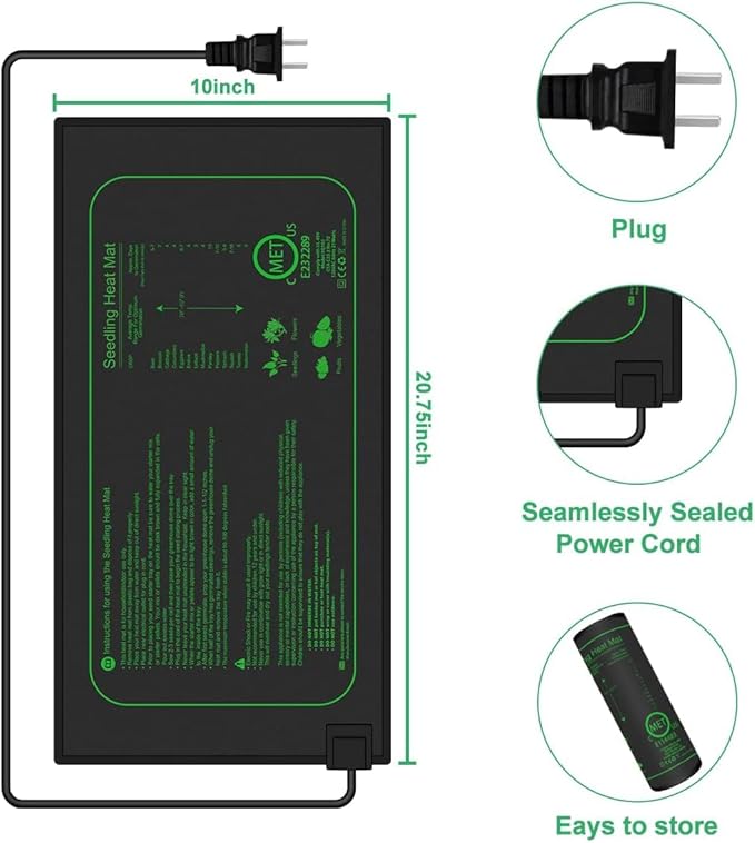 Seedling Heat Mat Plant Heating Pad for Indoor Home Gardening Seed Starting 10" x 20.75" Waterproof Heating Pad for Indoor Plants Warm Germination Heating Pad Seed Heating Pad Seed Warming Mat