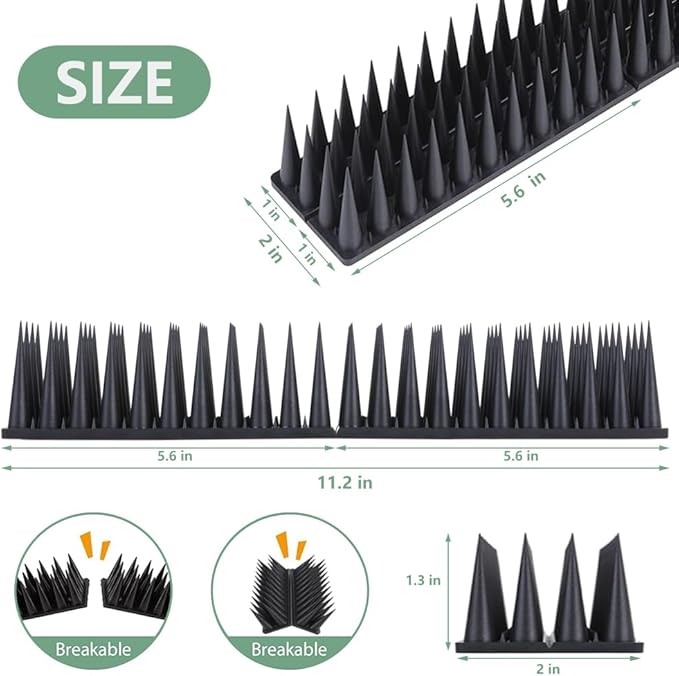 Bird Spikes, 20 Packs Bird Deterrent, Raccoon for Outdoor Repelling Reptiles, Squirrel Spikes for Fences and Roofs to Keep Birds Away(18.7Feet)