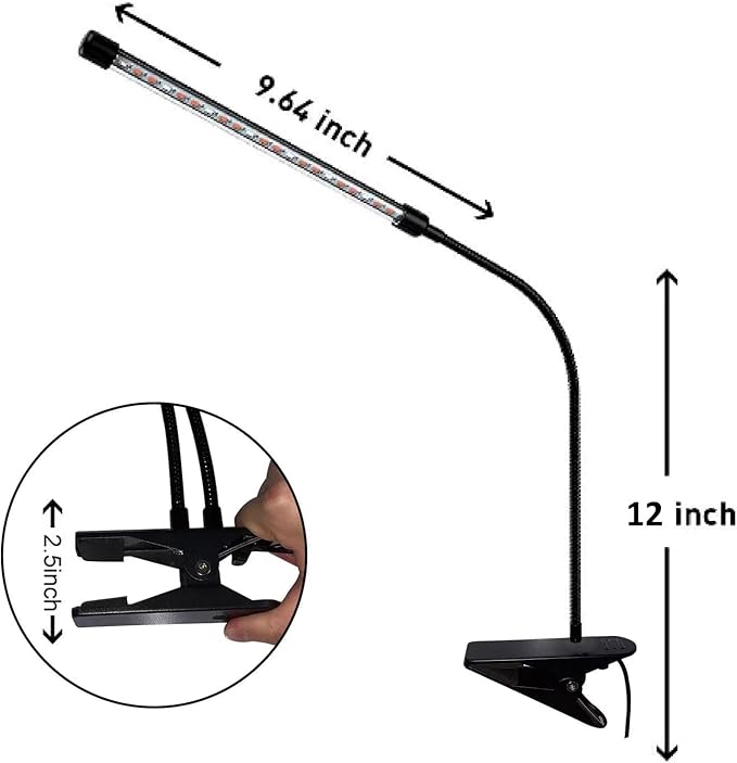 LED Grow Lights for Indoor Plants - 20 LED Full Spectrum Plant Lights, 3 Switch Modes, 3/9/12H Timer, 9 Dimmable Brightness Growth Lamp for Succulent, Vegetables