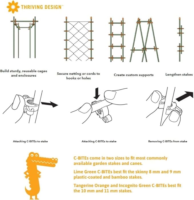 Plant Support Clips | Tomato Cage Connectors for Trellis, Garden Stakes, Wire Fence, Climbing Plants, Vine, Gardening, Indoor Plants & Hydroponics Growing (Incognito Green - 26 Pack)