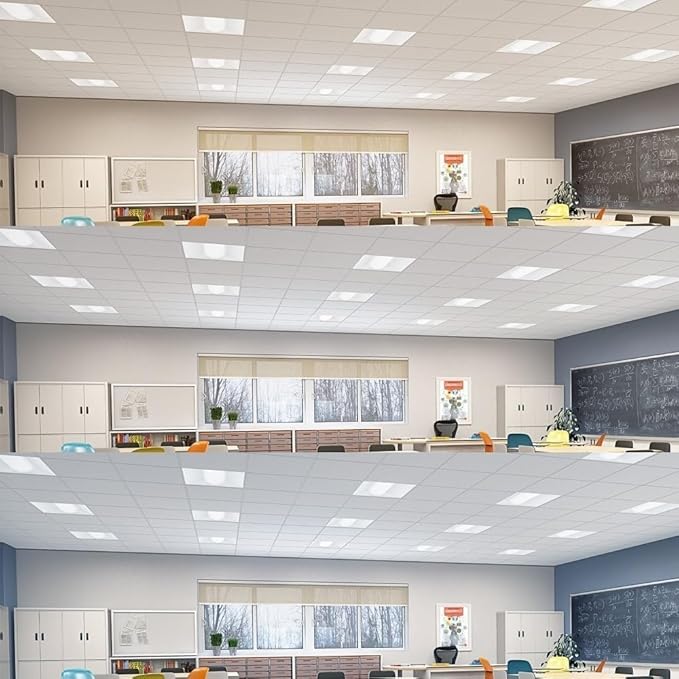 2X2 FT Center LED Troffer Panel Light, 20/30/40W, 3 Color Options 3000K | 4000K | 5000K, Dimmable Drop Ceiling Lights, 2500/3750/5000 Lumens, Damp Rated, 120-277V, DLC Premium (12 Pack)