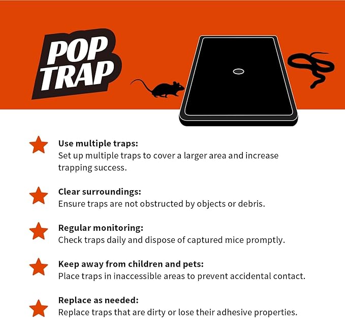 POPTRAP Rat Trap Heavy Duty & Large - 12 Pack, Super Sticky Mouse Trap with Ultra-Strong Glue, Mouse Glue Trap with Scent of Peanut Butter for Indoor & Outdoor, Non-Toxic & Long-Lasting