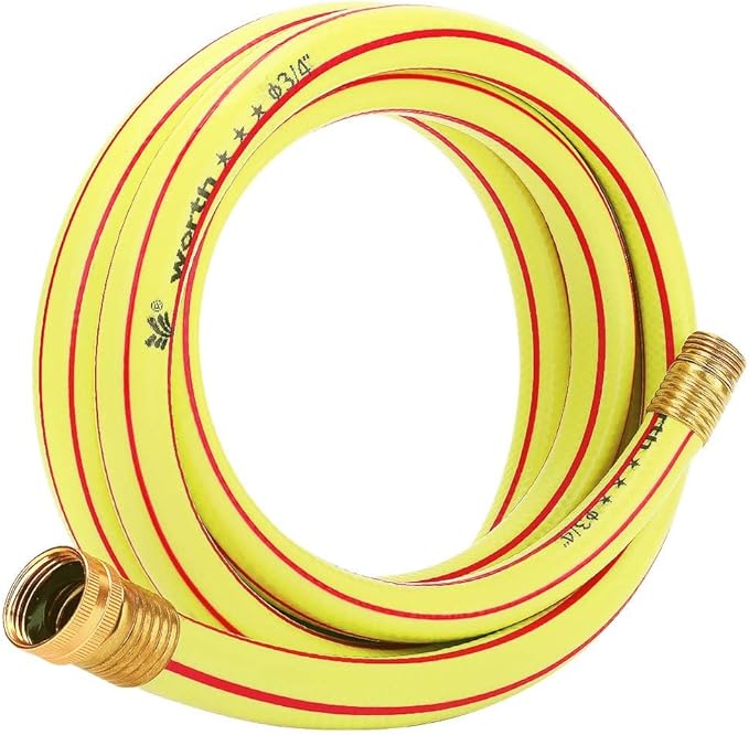 Solution4Patio Yellow Garden Hose 3/4 in. x 50 ft. -Heavy Duty Durable Flexible Lightweight Water Pipe-Brass Aluminum Ends for Household & Commercial Use -Kink Free, No Leaking, Male/Female Fittings