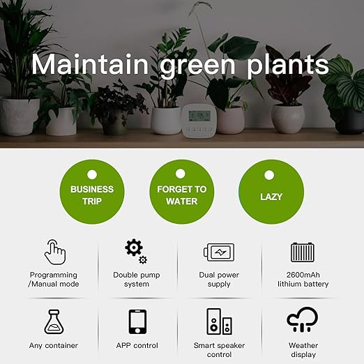 Automatic Drip Irrigation System, Plant Watering Devices with Timer, Plant Watering Devices for 20 Potted Plants, Indoor Outdoor Garden, Raised Beds, Greenhouse& Compatible with Alexa