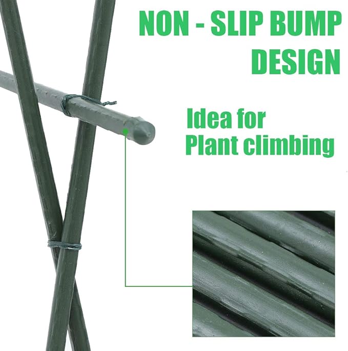 Mininfa Steel Plant Stakes 4 Feet, Plastic Coated Metal Garden Stakes Supports Climbing for Tomatoes, Trees, Beans, 25 Pack