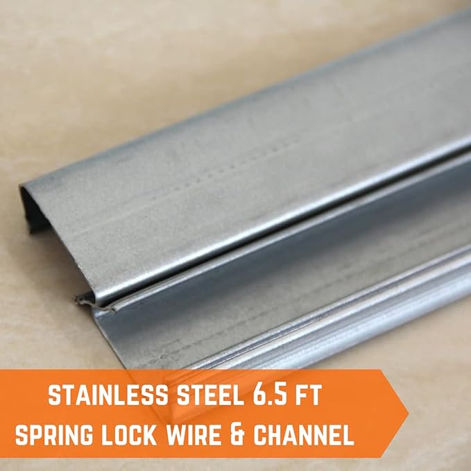 Farm Plastic Supply - Spring Wire & Lock Channel - (50 Pack) - Steel 6.5 ft Spring Lock Track & U-Channel Bundle for Greenhouse Plastic Polyethylene Film or Shade Cloth