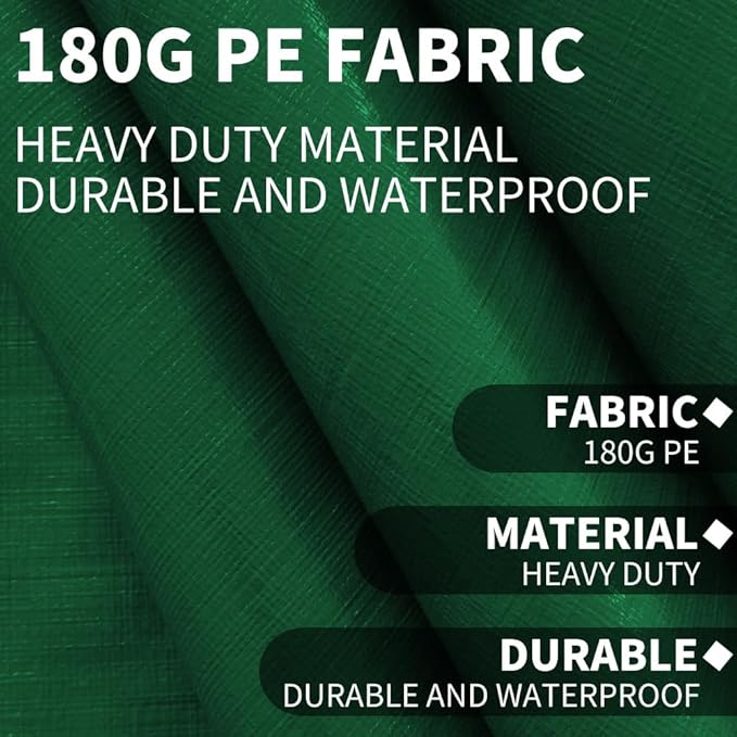 Rutile 12 x 20 FT Carport Replacement Cover, Heavy Duty Car Tarp Canopy Tent Replacement Top w/Ball Bungees Green (Only Top Cover, Frame is not Included)