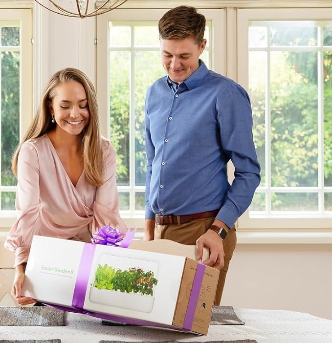Click & Grow Indoor Herb Garden Kit with Grow Light | Easier Than Hydroponics Growing System | Smart Garden for Home Kitchen Windowsill | Vegetable & Herb Garden Starter Kit with 9 Plant pods, Gray