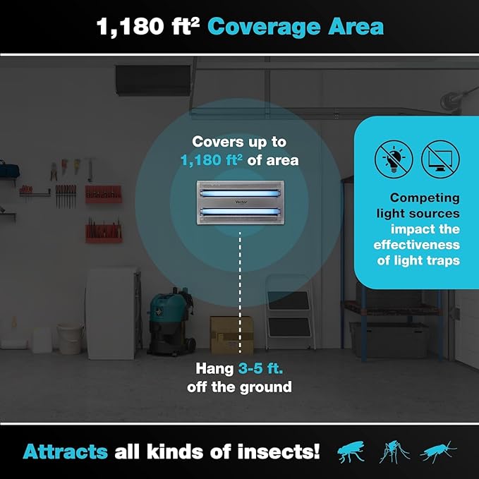 Catchmaster Vector 30, UV Light Fly Traps Indoor for Home, Electric Gnat Traps for House Indoor, Shatterproof Bulbs UV Lamp Fly, Insect & Mosquito Killer, Silent Bug Light for Kitchen, Shed, Garage