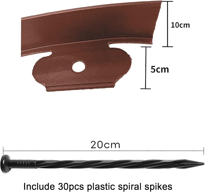 Landscape Edging Kit,33ft Garden Borders Edging Landscape Edging Border【4INCH Hight】 Flexible Lawn Edging Include 30 Stakes, Paver Edging for Yard, Lawn, Gardens(Brown)