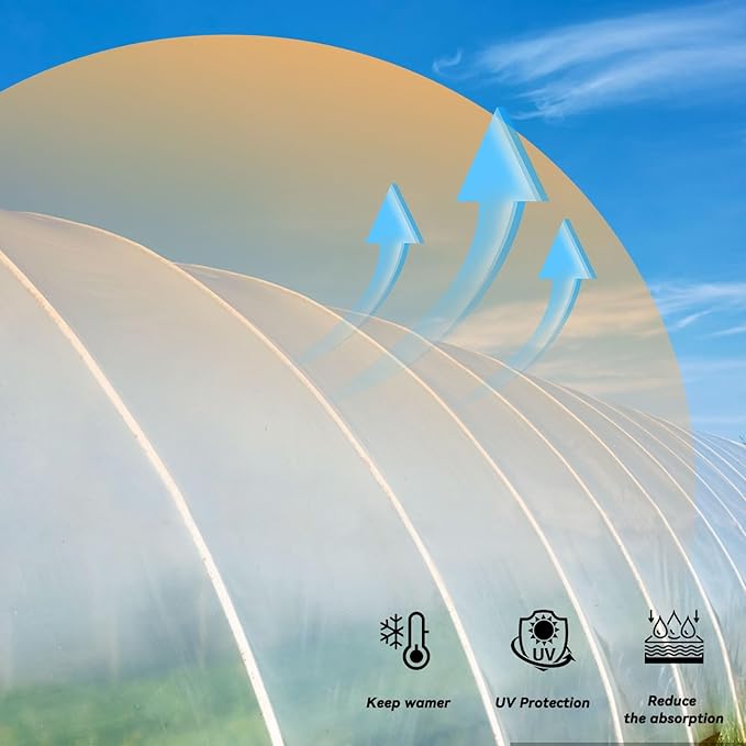 10' x 26' Greenhouse Plastic Film Sheeting Cover 6 Mil Thickness, Clear Greenhouse Cover Polyethylene Plastic UV Resistant Anti-drip, Anti-Fog for Farms, Agriculture, Garden, Farm Plastic Cover