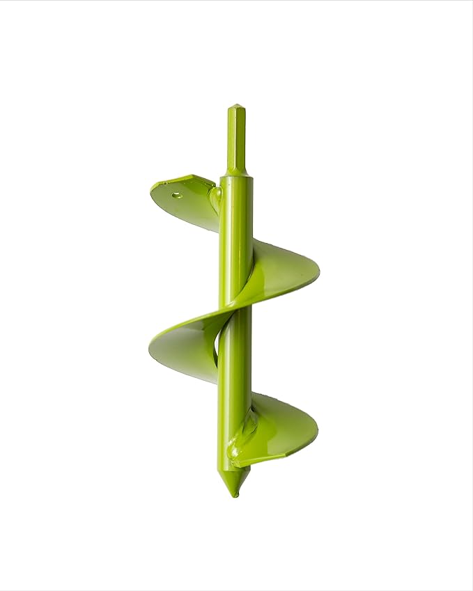 Power Planter Bulb Auger & Bedding Plant Tool - 3"x7" Garden Auger Drill Bit with 3/8" Non-Slip Hex Drive, Hand-Welded Planting Auger Gardening Drill, Earth Auger Digging Tools, Up to 6" Deep (Lime)