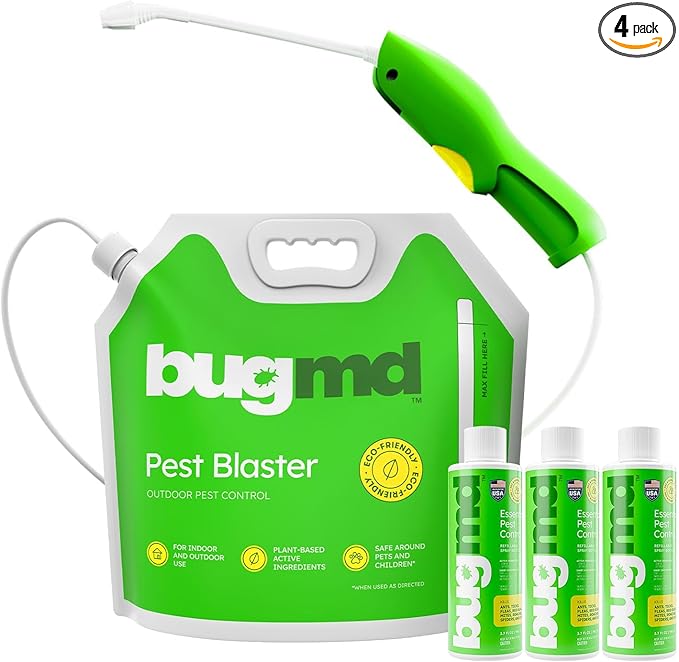 BugMD Blaster Kit - 3 Pack Pest Control Essential Oil Concentrates 3.7 oz and 1 Pest Blaster - Plant-Powered Bug Spray for Home, Insect Killer, Ant Killer for House, Flea Spray for Home, Roach Spray