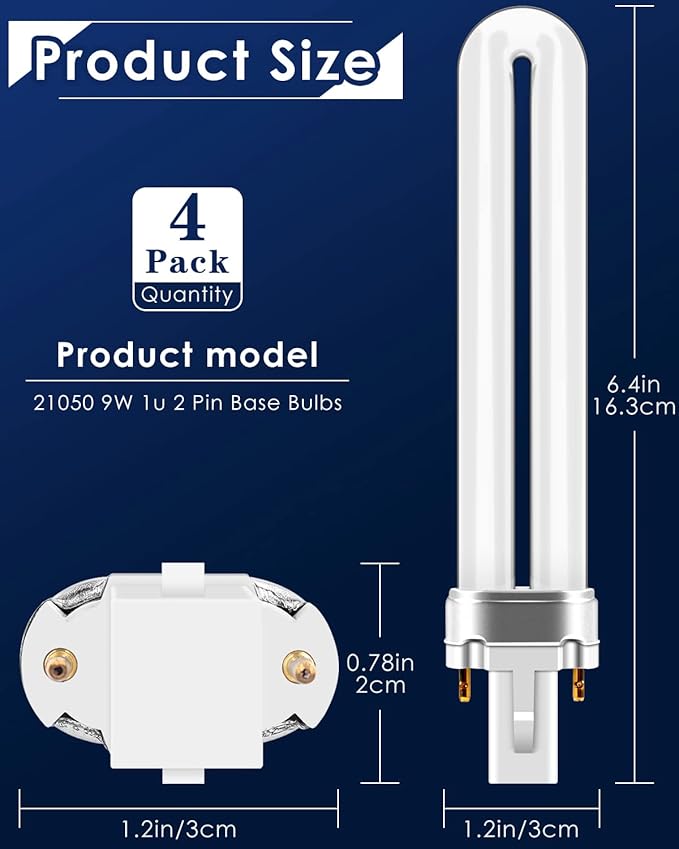 PACETAP 4 Pack 21050 9W U Shape Bulbs Replacement Compatible with DynaTrap Models DT3009, DT3019 and DT3039