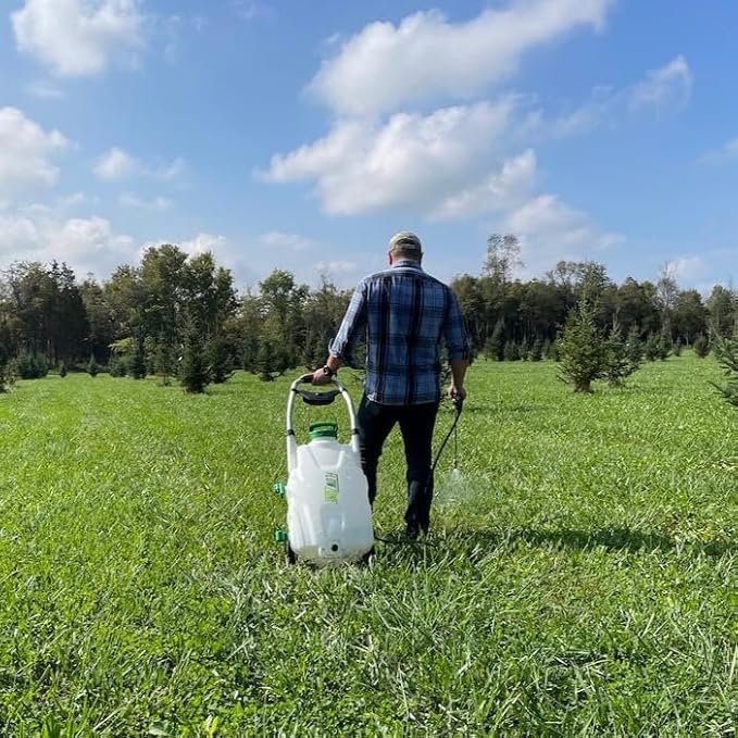 FlowZone Monsoon 2.5 Battery Powered Backpack Sprayer - Variable-Pressure 5-Position Wheeled Lawn Sprayer - 9 Gallon