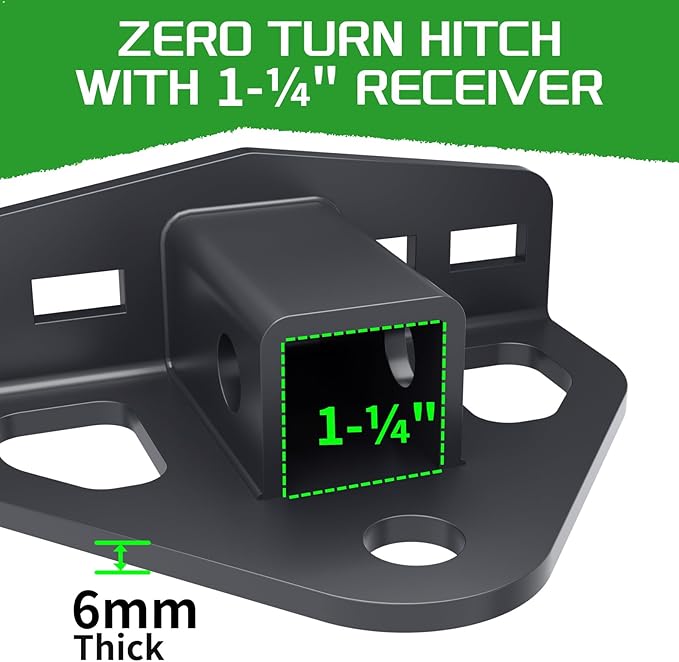 Zero Turn Lawn Mower Hitch with 1-1/4" Receiver,6mm Thicker Heavy Duty Steel Trailer Receivers Hitch, Compatible with Many Models Lawn Mower, Tractor, Trailer, Golf Cart Etc
