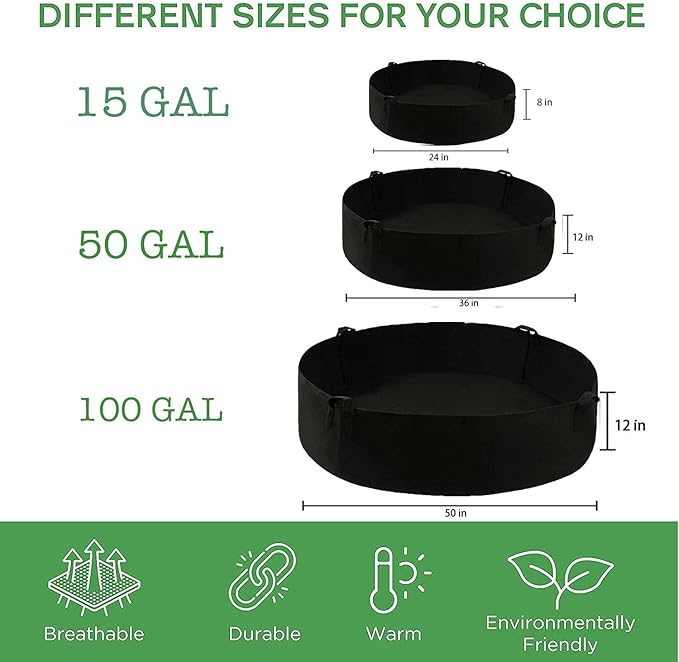 50 Gallon Plant Grow Bags, Large Fabric Raised Garden Bed with Handles, Durable Garden Beds Planters Aeration Gardening Container to Grow Vegetables for Outdoor Plants