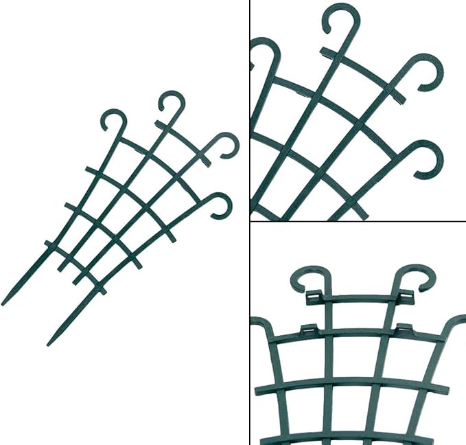 12 Pack Trellis for Potted Plants, Garden Trellis for Climbing Plants Plastic Mini Climbing Plant Trellis Flower Pots Support Stackable Trellis for Climbing Plants Peas, Dark Green