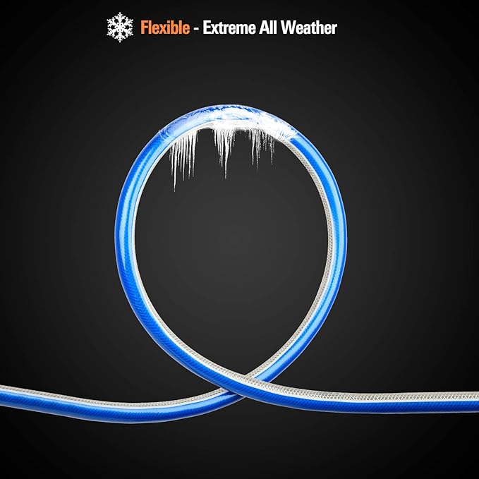 Solution4Patio Short Leader Garden Hose 3/4 in. x 5 ft. -Kink free, No Leaking, Both Female Brass/Aluminum Fittings -Heavy Duty Durable Flexible Lightweight Water Pipe for Household & Commercial -Blue