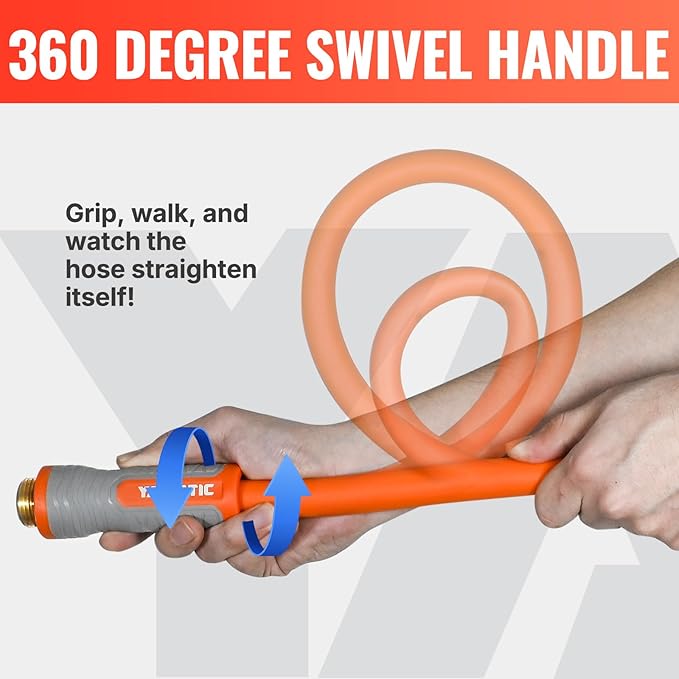 YAMATIC Garden Hose 5/8 in x 15 ft, Ergonomic Swivel Fittings, Burst 600 PSI, Heavy Duty, Flexible and Lightweight Water Hose with 2 Set Quick Connect