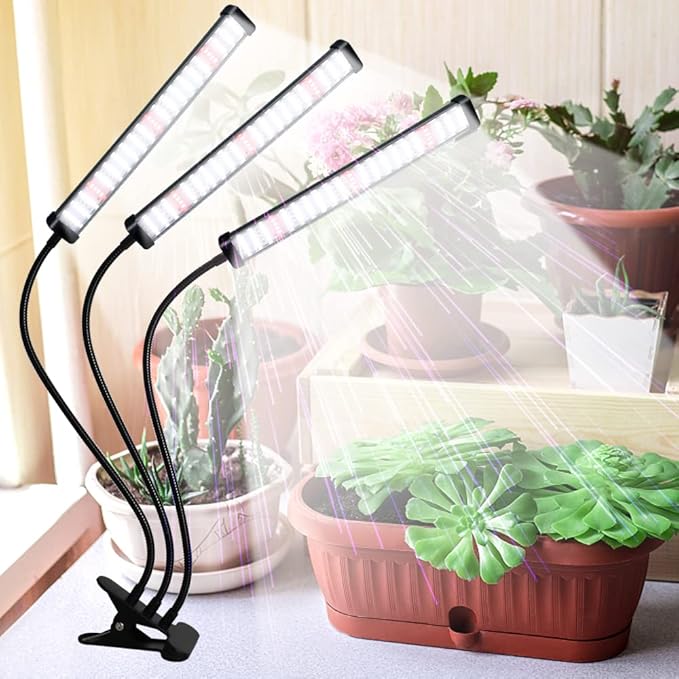 GHodec Grow Light for Indoor Plants,150W 6000K Full Spectrum Clip Plant Growing Lamp,Super Bright 252 LED Plant Light with Flexible Gooseneck & Timer Setting 4/8/12H