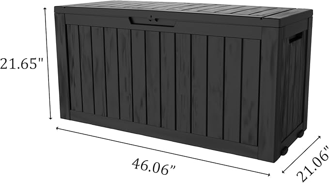 75 Gallon Waterproof Large Resin Deck Box Indoor/Outdoor Lockable Storage Container and Seating for Garden, Pool, and Patio (75 Gallon, Black)