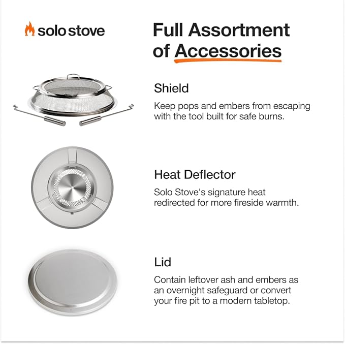 Solo Stove Yukon 27 Inch Smokeless Fire Pit with Removable Ash Pan - Wood Burning Portable Stainless Steel Outdoor Fireplace, Stainless Steel, Ideal for 6 or More People, 38 lbs