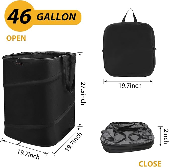 YUDI & GARDEN 46 Gallon Square Collapsible Yard Waste Bin|Collapsible Trash Can|Camping Trash Can, for Collecting Weeds or Party and Yard Waste
