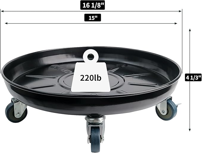 Heavy-Duty Plant Caddy with Wheels 16 Inch, 360° Lockable Caster,Outdoor Rolling Plant Dolly That is Not Easily Rusted, Indoor Metal Plant Cart with Rollers, Plant Pot Trolley, Black 2Pack