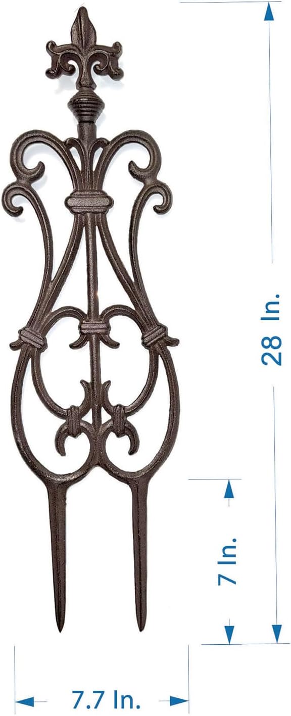 Ornate Cast Iron Garden Edging Fence(28" Tall) - 2 Pack Heavy Duty Metal Border for Lawn, Patio & Landscaping HC8775