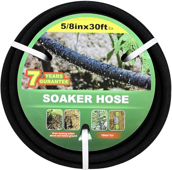 Soaker Hose 30ft Saves 70%Water Perfect Delivery of Water Great for Garden Flower Bed (5/8inch)… (5-8-30ft)