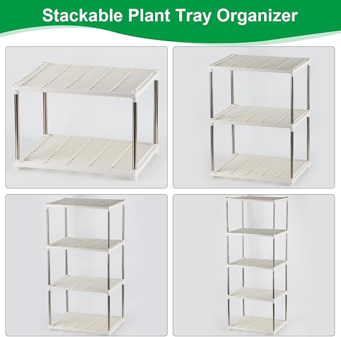 5 Layer Sprouting Tray Storage Shelf, Plant Tray Shelf Nursery Pot Tray Shelf Seeding Tray Container Shelves Indoor/Outdoor Plant Rack Holder (White)
