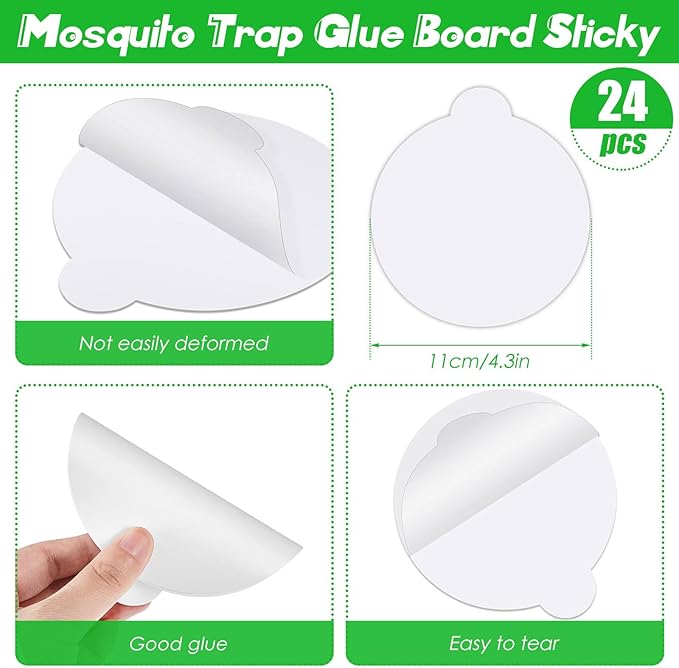 48 Pcs Round Insect Trap Refillable Glue Boards Sticky Fruit Fly Trap Mosquito Fly Killer for Mosquitoes Fruit Flies Gnats Moths Fits Most Models Indoor Outdoor Lamp (4.13 Inch)