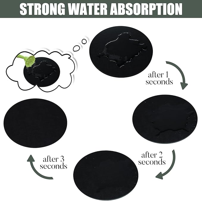 Plant Coaster Mat Reversible(Fabric/Leather),6Pcs Plant Coasters for House Plants Indoor & Outdoor,Household Products Absorbent/Waterproof(6inch)