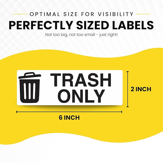 Trash Sticker for Outdoor Trash Can, Garbage Can - 3-5 Year Indoor/Outdoor Rated - Heavy Duty, Weather Proof, Ultra Durable - USA Made (6x2 inch), 4 Labels