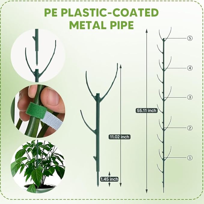 5 Pack Plant Support Stakes, Plants Sticks Supports, Stackable Monstera Plant Support Stakes Tall Holder for Indoor Outdoor, Adjustable Pothos Potted Plants Climber Supports Structures(5PCSB)