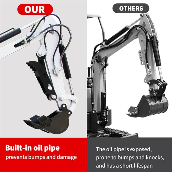 Mini Excavator for 1 Ton B&S Engine with Hydraulic Thumb Clamp,Standard Bucket, 200mm Bucket,Broken Hammer,Auger, Grapple Quick Change Attachments (W Building excavator)