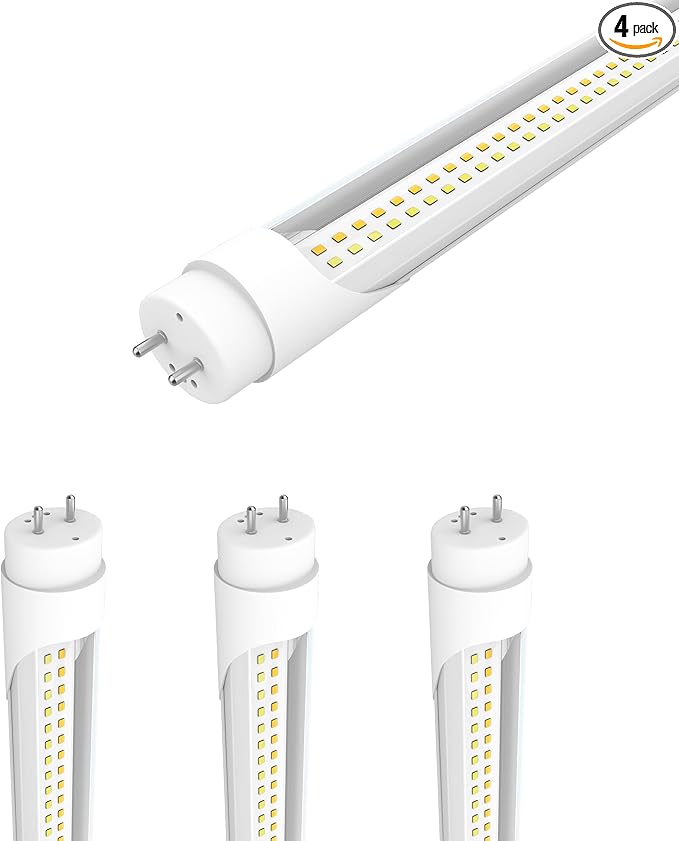 LEDMyplace 4FT LED T8 Ballast Bypass Type A+B Light Tube, 22W, 2860lm, Single/Double End Powered, ETL Listed, Replacement, T8 Bulbs 4 Foot 5000K, Clear, 3000K-6500K Selectable Lighting, 4 Pack