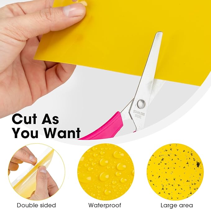 Qualirey 200 Pcs 7.87 x 9.84 Inches Yellow Sticky Traps for Plant Gnats Dual Sided Fruit Fly Sticky Traps for Indoors and Outdoors with Twist Ties and Plastic Holders for Plant Insect, Fungus Gnats