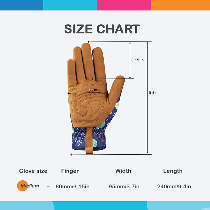 Bamllum Leather Gardening Gloves for Women - Working Gloves for Weeding, Digging, Planting, Raking and Pruning