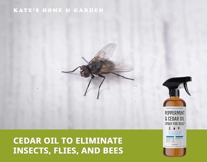 Kate's Home & Garden Peppermint Oil Spray for Bugs, Ants, Insects, Spiders. Pesticide and Insecticide Indoor Repellent Pest Control with Cedarwood Oil (16oz, Natural, Pet Safe, Non Toxic)