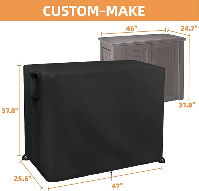 Outdoor Storage Cabinet Cover, 47" x 25.6" x 37.8",Waterproof& Dustproof Cover for Rubber maid Decorative Outside Organization, Protective Covers for Patio Storage Shed