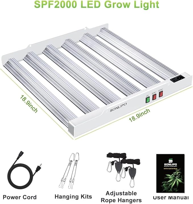2024 New SPF2000 200W LED Grow Light 3x3ft Coverage with New Diodes & IR Lights Full Spectrum Veg Bloom Growing Lamps for Indoor Plants Seeding Flower Led Plant Light Fixture