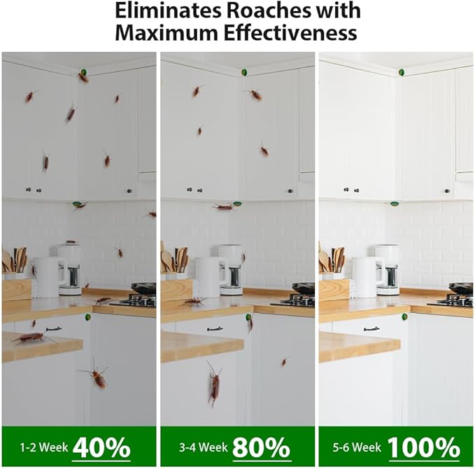 32 Pack Roach Killer Indoor Infestation Roaches Gel Bait Stations, Powerful Cockroach Killer Indoor Home for Roach Infestation, Long-Lasting & Effective Cockroach Gel Bait, Easy to Use & No Mess